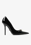 Versace Gianni 120 Ribbon Pumps In Patent Leather In Black