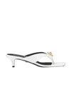 Versace Woman Thong Sandal Off White Size 7 Calfskin In White
