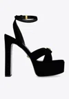 Versace Gianni Bow 140 Velvet Platform Sandals
