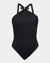 Versace Black One-piece Swimsuit With Medusa Head Detail In Tech Fabric Woman In Black