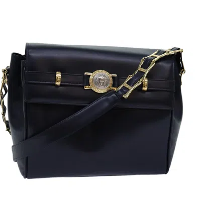 Pre-owned Versace Gianni Leather Shoulder Bag () In Blue