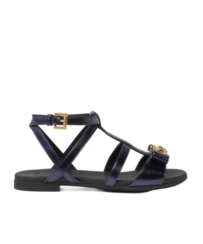 Versace Gianni Logo Sandals In Black