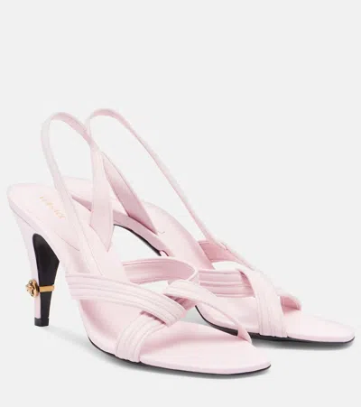 Versace Gianni Medusa Leather Slingback Sandals In Pink