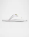 Versace Gianni Medusa Rubber Ribbon Thong Sandals In Porcelain White- Gold