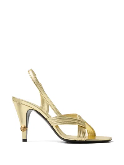 Versace Gianni Metallic Nappa Sandals 90 Mm In Animal Print