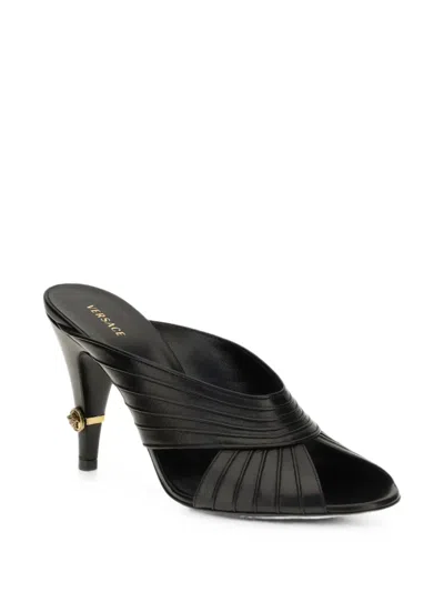 Versace Gianni Mules En Nappa 90 Mm In Black