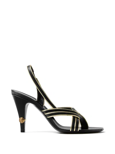 Versace Gianni Leather Slingback Sandals In Black