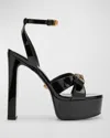 Versace Medusa Velvet Platform Sandals In 1b00v-black- Gold