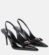 Versace Gianni Patent Leather Slingback Pumps In Black