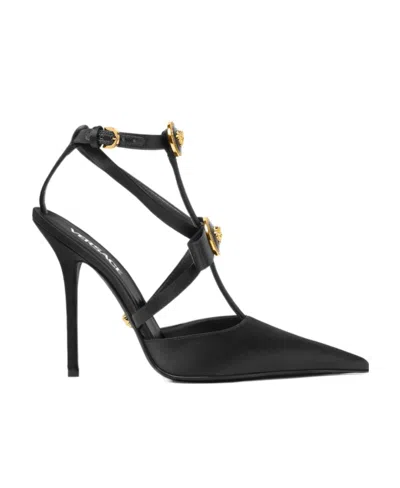 VERSACE VERSACE GIANNI POINTED-TOE RIBBON PUMPS