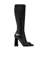 Versace Gianni Ribbon Leather Knee-high Boots In Black