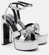 Versace 140mm Gianni Ribbon Sandals In Silver Palladium