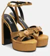Versace Gianni Ribbon 140 Satin Platform Sandals In Gold