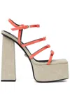 Versace Gianni Ribbon Platform Sandals In Orange