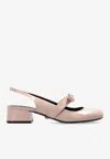 Versace Gianni Ribbon Patent 35 Slingback Pumps In Pink