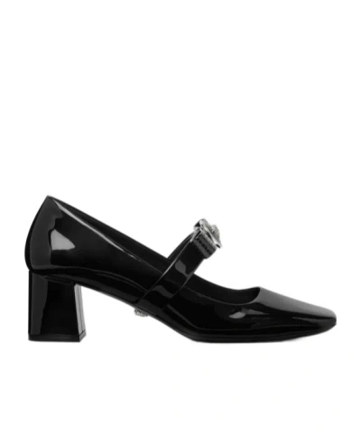 VERSACE VERSACE GIANNI RIBBON SQUARE-TOE PUMPS