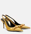 Versace Gianni Ribbon 85 Leather Slingback Pumps In Gold