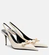 Versace Gianni Ribbon 85 Leather Slingback Pumps In White