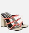 Versace Gianni Ribbon 95 Leather Sandals In Orange