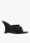 Versace Gianni Ribbon 95 Wedge Mules In Black