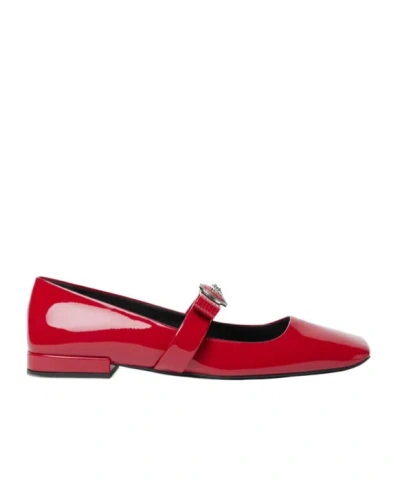 VERSACE VERSACE GIANNI RIBBON SQUARE-TOE BALLERINA SHOES