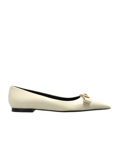 Versace Gianni Ribbon Ballerinas In Neutral