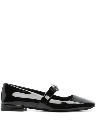Versace Gianni Ribbon Ballerinas In Black