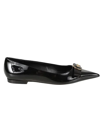 Versace Pointed Toe Ballet Flats In Black