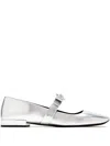 Versace Gianni Ribbon Ballet Flats In Silver