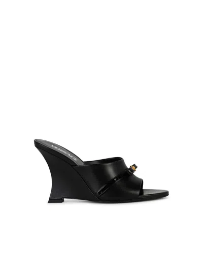 Versace Gianni Ribbon Black Leather Sandals