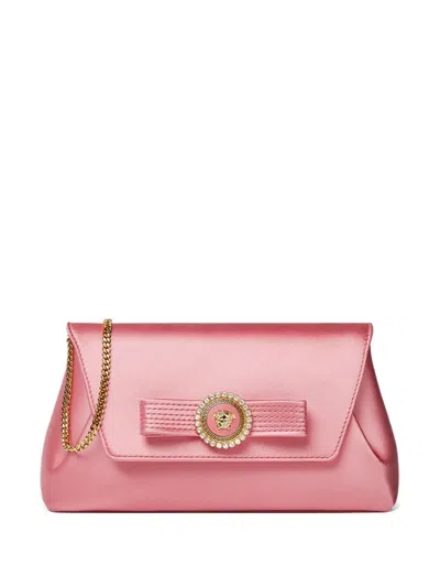 Versace Gianni Ribbon Clutch With Crystals In Multicolor