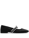 Versace Gianni Ribbon Crystal Ballerina Shoes In Black