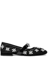 Versace 20mm Net & Crystals Ballerina Flats In Black