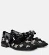Versace 20mm Net & Crystals Ballerina Flats In Black