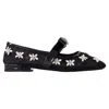 Versace 20mm Net & Crystals Ballerina Flats In Black