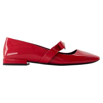 VERSACE GIANNI RIBBON FLAT SHOES - VERSACE - LEATHER - RED