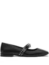 Versace Gianni Ribbon Leather Ballerina Flats With Studded Bow