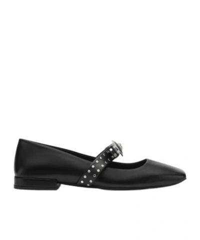 VERSACE VERSACE GIANNI RIBBON SQUARE-TOE BALLET FLATS