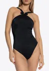 Versace Black One-piece Swimsuit With Medusa Head Detail In Tech Fabric Woman In Black