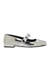 Versace Medusa Bow Open Toe Metallic Mary Jane Flat In Silver