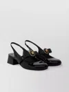 Versace Black Ballerina Shoes With Heel And Medusa Detail On The Front In Shiny Leather Woman