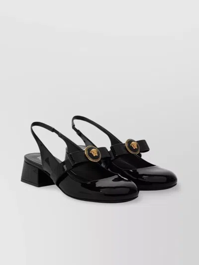 VERSACE GIANNI RIBBON PATENT LEATHER PUMPS