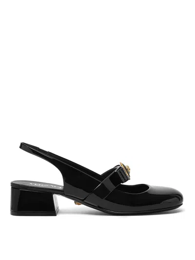 VERSACE GIANNI RIBBON PATENT LEATHER PUMPS