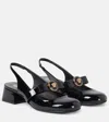 Versace Black Ballerina Shoes With Heel And Medusa Detail On The Front In Shiny Leather Woman In Black
