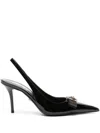 Versace Gianni Ribbon Pumps With 85mm Back Strap In Black