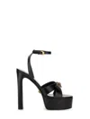 Versace Gianni Patent Bow Platform Sandals In Black