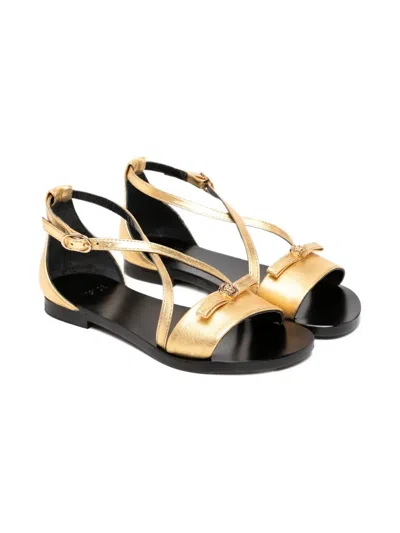 Versace Kids' Gianni-ribbon Sandals In Gold