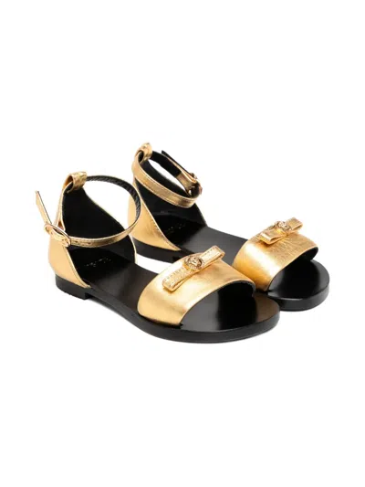 Versace Kids' Gianni-ribbon Sandals In Gold