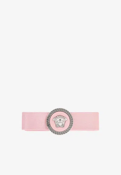 Versace Gianni Ribbon Satin Hair Clip In Pink
