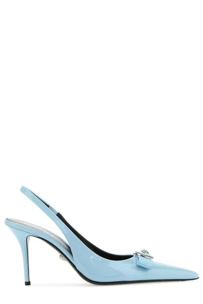 Versace Gianni Ribbon Slingback Pumps In Blue
